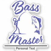Bass Master Stick Man illustration, personalize シール (正面)