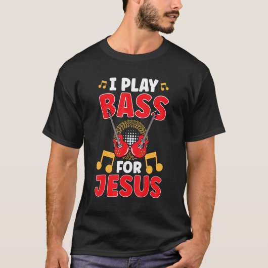 Bass Player Jesus Guitar Pick Jesus Guitar Player Tシャツ (正面)
