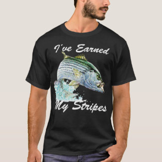 Bass Rockfishストライプの魚釣りギフトIveがSを獲得 Tシャツ
