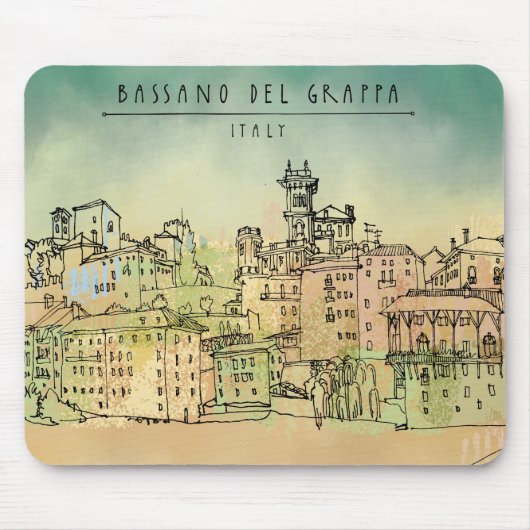 Bassano Del Grappaイタリアの水彩画 マウスパッド (正面)