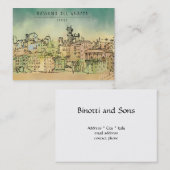 Bassano Del Grappaイタリアの水彩画 名刺 (正面/裏面)