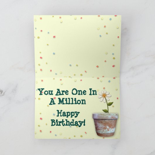 Bassetを使用した「You Are One In A Million」誕生日・カード カード (内部)