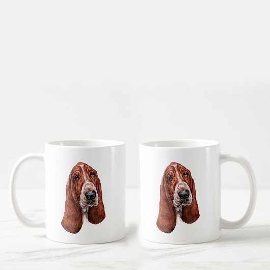 Bassetハウンドグラフィック コーヒーマグカップ
