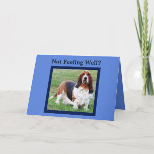 Bassetハウンドナースとボーン付きの「Get Well」カード カード