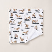 Bassetハウンドパターン バスタオルセット (ウォッシュタオル)