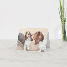 Basset Friendsドッグアートウォーターカラーノートカード ノートカード