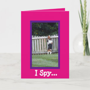 Basset Houndのかわいい「I Spy」誕生日カード カード