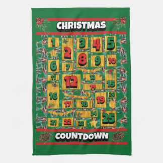 Basset Houndカウントダウンクリスマスアドベントカレンダー キッチンタオル