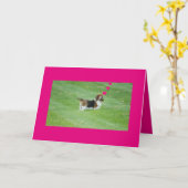 Basset Hound恋しく思は"S You"グリーティングカード カード (黄色い花)