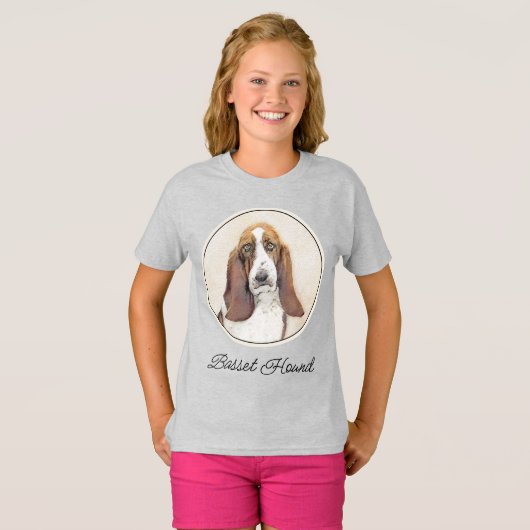 Basset Hound 絵画's – かわいいオリジナルドッグアートT-Sh Tシャツ (正面フル)