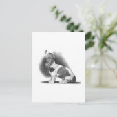 BASSET HOUND:鉛筆現実主義アート ポストカード (スタンド正面)