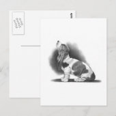 BASSET HOUND:鉛筆現実主義アート ポストカード (正面/裏面)