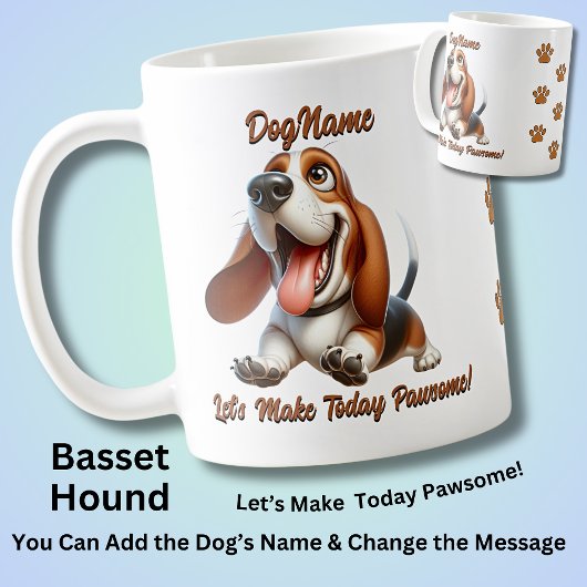 Basset Hound - Add Dog's Name, Change文字 コーヒーマグカップ