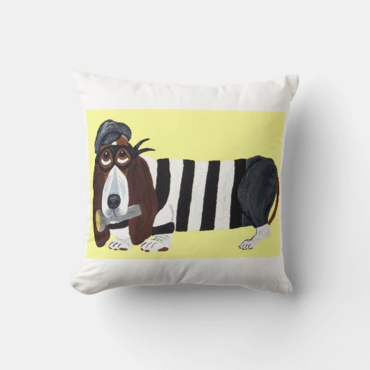 Basset Hound Burglar クッション (正面)