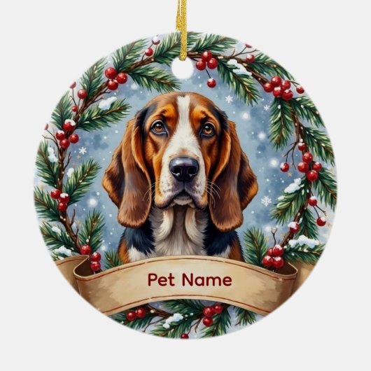 Basset Hound Christmas セラミックオーナメント (裏面)