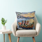 Basset Hound Christmas Boat Holiday クッション (椅子)