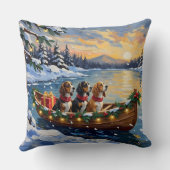 Basset Hound Christmas Boat Holiday クッション (裏面)