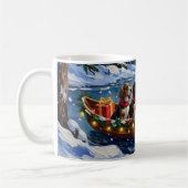 Basset Hound Christmas Boat Holiday コーヒーマグカップ (左)