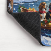 Basset Hound Christmas Boat Holiday マウスパッド (コーナー)
