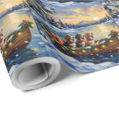 Basset Hound Christmas Boat Holiday ラッピングペーパー (ロールコーナー)