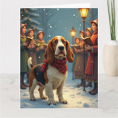 Basset Hound Christmas Carol Singers Painting カード (正面)