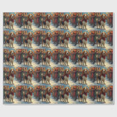 Basset Hound Christmas Carol Singers Painting ラッピングペーパー (フラット)