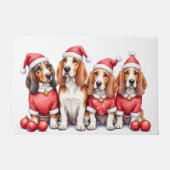 Basset Hound Christmas Dress Santa Hat ドアマット (正面)