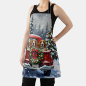 Basset Hound Christmas Red Truck Holiday エプロン (インサイチュ)