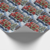 Basset Hound Christmas Red Truck Holiday ラッピングペーパー (角)