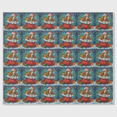 Basset Hound Christmas Santa Bag Adventure ラッピングペーパー (フラット)