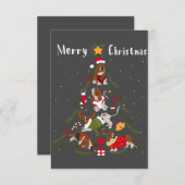 Basset Hound Christmas Tree Xmas Dog Lover  サンキューカード (正面/裏面)