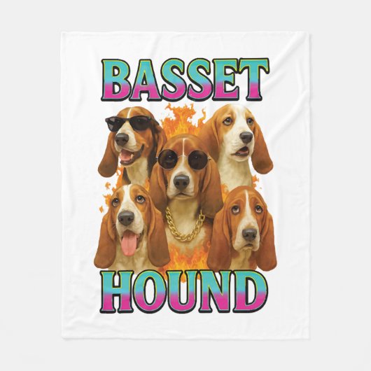 Basset Hound Copy フリースブランケット (正面)