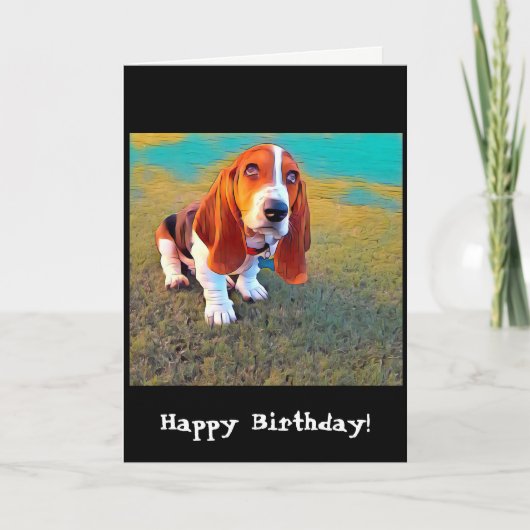 Basset Hound Dog子犬の写真お洒落芸術的 カード (正面)
