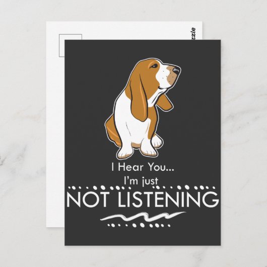 Basset Hound Dog – 聞こえるだけで私は聞ない ポストカード (正面/裏面)
