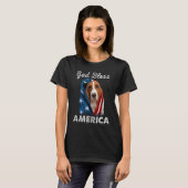 Basset Hound Dog American USA Flag 4th of July Dog Tシャツ (正面フル)