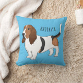 Basset hound dog cartoon illustration  クッション (ブランケット)