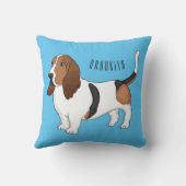 Basset hound dog cartoon illustration  クッション (裏面)