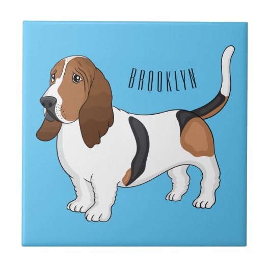 Basset hound dog cartoon illustration タイル (正面)