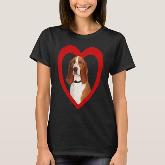 Basset Hound  Dog Heart  Basset Hound Tシャツ (正面)