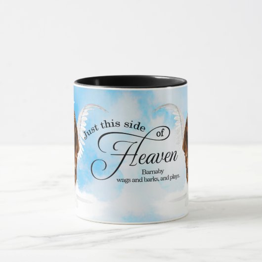 Basset Hound Dog Heaven Personalized Memorial マグカップ (中央)