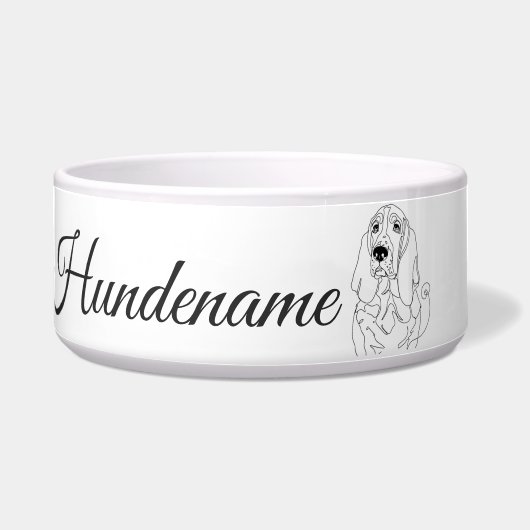 Basset Hound dog Line Art personalized bowl ボウル (正面)