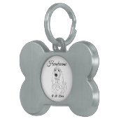 Basset Hound dog Line Art Personalized Tag ペットネームタグ (正面右)
