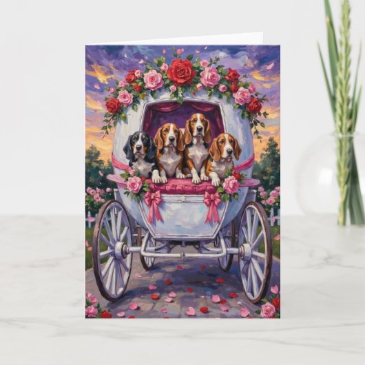 Basset Hound Dog Valentine's Day  カード (正面)