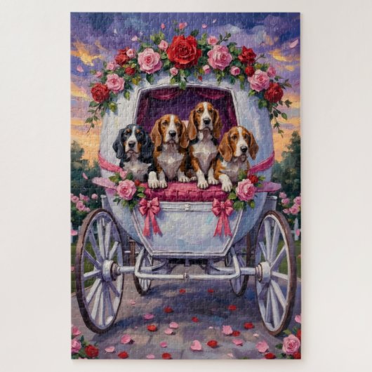 Basset Hound Dog Valentine's Day  ジグソーパズル (縦)