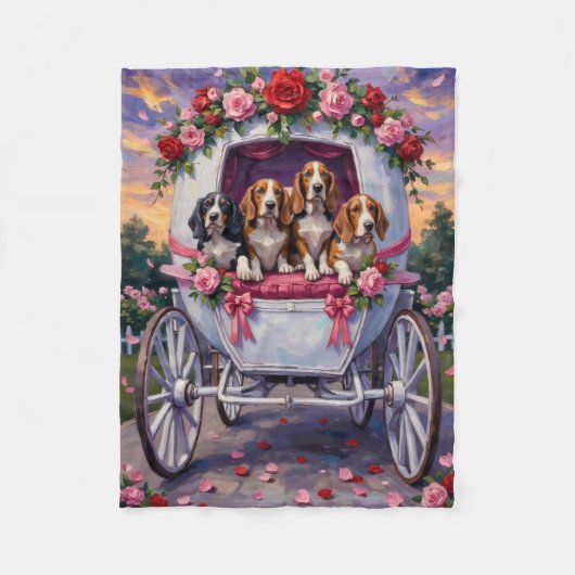 Basset Hound Dog Valentine's Day  フリースブランケット (正面)