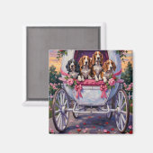 Basset Hound Dog Valentine's Day  マグネット (正面/裏面)