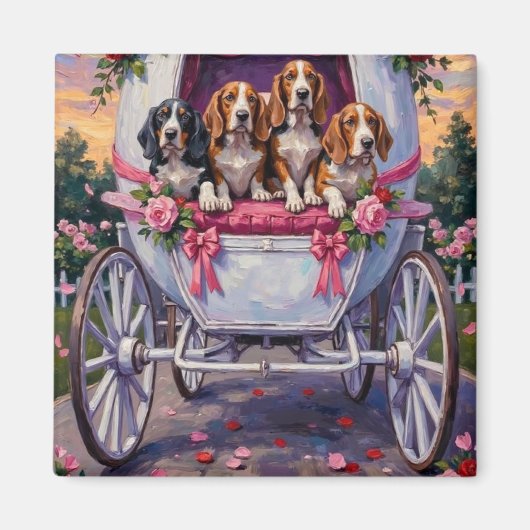 Basset Hound Dog Valentine's Day  マグネット (正面)