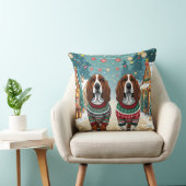 Basset Hound Dogs Christmas Snow Holiday クッション (椅子)