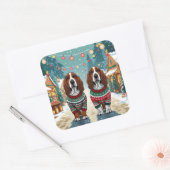 Basset Hound Dogs Christmas Snow Holiday スクエアシール (封筒)