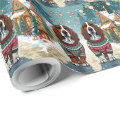 Basset Hound Dogs Christmas Snow Holiday ラッピングペーパー (ロールコーナー)